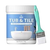 Generisch Badewannenlack Weiß Emaille Reparatur Lack 500g Badewannenbeschichtung Emaille Farbe Mit Pinsel, Wasserfester Fliesenlack weiß, Dusche/Waschbecken/Bad/Küche/Fliesenlack Aufarbeiten