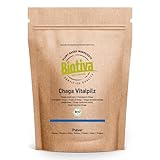 Chaga Pilz Pulver Bio 125g - Wildsammlung - Vitalpilz - Schiefer Schillerporling - Abgefüllt und kontrolliert in Deutschland - Biotiva