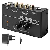 Phono Vorverstärker Plattenspieler, Plattenspieler Schwarz Stereo-Verstärker mit MM Abtast Systemen, Phono Preamp für Plattenspieler, Verstärker Stereo mit Pegel, RCA Input & Output