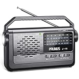 PRUNUS J-15 Kofferradio Weltempfänger Radio UKW/FM/AM/SW, Tragbares Radio Batteriebetrieben oder mit AC-Strom, Radio Klein mit Kabel, 3W Großem Lautsprecher, Taschenlampe für Notfälle.