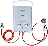 TTulpe Outdoor HD-6 P37 weiß, Tragbarer Propangas-Durchlauferhitzer für den Außenbereich, niedrige NOx