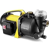 TROTEC Gartenpumpe TGP 1005 E – Pumpe mit Leistung 3300 l/h, 1000 W – Förderdruck 4,2 bar, Förderhöhe 42 m, Ansaughöhe 7 m, Wasserpumpe für Regenfässer, Zisternen, Gartenteiche mit Filter