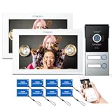 TMEZON WLAN WLAN IP Video Türsprechanlage 2-familienhaus,7 Zoll IP Touchscreen Monitor mit 1080P Türklingel,APP/Swipe Card Unlock,Snapshot/Aufnahme,2-Wege-Audio,Bewegungsmeldung,2 Draht Technik