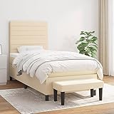 Moselota Boxspringbett mit Matratze, Creme, 90 x 200 cm, Tissu-3888