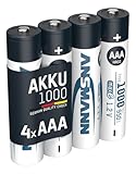 Ansmann MaxE AAA-Akku, NiMH, 1.2V, 1Ah, Standard-Anschluss, geringe Selbstentladung, -20 → +50°C, Packung a 4 Stück