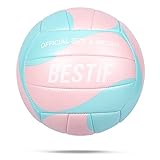 BESTIF Volleyball Größe 5 für Outdoor Indoor Training Beach Ball (5, Rosa-Türkis)