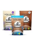 koawach Koffein Kakao Trio — Vegan & Bio leckere Trinkschokolade mit Koffein aus Guarana. Von herb bis süß - 1x Pur 1x Vollmilch Schoko 1x Weisse Schoko Pulver (3x100g)