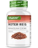 Roter Reis Extrakt - 365 Kapseln mit 2,95mg Monacolin K + Traubenkernpulver + L-Leucin – Ohne unerwünschte, hochdosiert, vegan