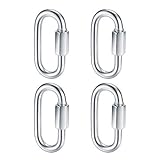 4 Stück M8 Karabinerhaken Schwerlast, Schraubkarabiner Edelstahl Schnellkupplung Kette, Carabiner Haken für Schaukel, Aktivitäten im Freien, Camping, Angeln, Wandern, Reisen (500 kg Lager)