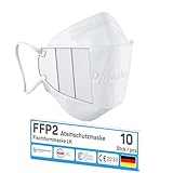 faciemF 10x FFP2 Atemschutzmaske LK weiß | 100% Made in Germany | Schutzmaske Fischform Deutschland | CE zertifiziert OEKO TEX | Klimaneutraler Mundschutz Staubschutz | VIRU-fil Nachfolgemodell