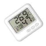 Fenteer Thermometer Hygrometer Wecker Messgerät Großes LCD-Display Innenthermometer Luftfeuchtigkeitsmesser Digitales Hygrometer für Reptilien