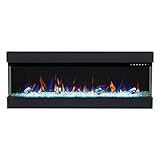 GLOW FIRE Elektrokamin Insert 50 (Einbaukamin) - elektrischer Kamin mit Heizung für Innenräume - Wandkamin mit Multi-Color LED-Flammen, Heizlüfter & Fernbedienung, 1.600 W, 127x49x20 cm, Schwarz