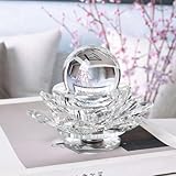 Rotierende Kristallkugel Lotusblume Stehlampe Desktop Ornament Pauline Ständer Home Decor (transparente Farbe)