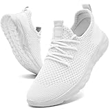 KTVHYW Sneaker Herren Laufschuhe Sportschuhe Turnschuhe Leichtgewichts Running Tennis Schuhe Atmungsaktiv Hallenschuhe männer Outdoor Fitnessschuhe Straßenlaufschuhe Wanderschuhe Weiß 44