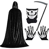 Faburo Halloween Umhang Set Halloween Gesichtsmaske Handschuhe Halloween Sense für Halloween Party Dekoration Cosplay (XL)