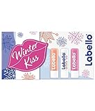 Labello Winter Kiss Geschenkset, Pflegeset für den Winter mit LSF, feuchtigkeitsspendendes Lippenpflege Set mit Peeling, Labello und mehr