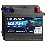 HeyVolt Autobatterie 12V 63Ah 510A Hochleistungs-Blei-Säure-Batterie, Langlebig, Kompatibel mit PKW