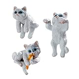JOINPAYA 3Stücke Mini Katzen Deko Teiliges Katzen Ornament für Aquarium Resin Katzenfigur für Graue Katzenfiguren