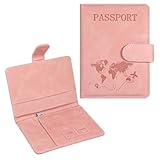 SynHHergyx Reisepasshülle Rosa PU-Leder Reisepass Hülle Passport Cover, Passport Holder Mit RFID Shield, Reisepasshüllen Passport Wallet für Damen Und Herren Reise Must Have