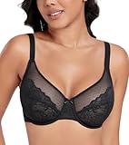 DotVol Damen Große Größen Minimizer BH Vollschalen Fantastische Spitze BHS Ungepolsterte Unterwäsche Alltag Bra (Schwarz, 85C)
