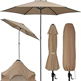 Kingsleeve® Sonnenschirm 300 cm UV Schutz 80+ Abdeckung Kurbel Knickbar Alu Rund Balkon Terrasse Garten Balkonschirm Kurbelschirm Marktschirm Taupe