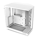 NZXT H6 Flow | CC-H61FW-01 | Kompaktes Mid-Tower Gehäuse mit zwei Kammern | Glaspaneele mit Panoramablick | Hochleistungs-Airflow-Panels | Inklusive 3 x 120 mm-Lüfter | Weiß