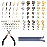 100 Stück Reißverschluss Reparatur Set Metall Reparaturset Reissverschluss Reissverschluss Reparatur mit Installieren Sie Zangen Reißverschluss Reparaturset für Kleidung Jacken Jeans