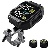 OBEST Motorrad TPMS Reifendrucküberwachungssystem, Reifendruckalarm, Temperatur und Spannungsüberwachung, Unterstützt USB Ausgang, Schnellladung