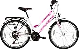 Rezzak 24 Zoll Fahrrad Mädchenfahrrad Damenfahrrad Kinderfahrrad RH ca 42cm 21 Gang schaltung Weiss pink Neu-049