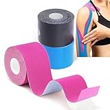 Grunda Kinesiotapes - 3 Kinesiologie Tape Rollen (5cm x 5m) Kinesiotape - Profi Physio Tape und Sporttape - wasserfeste & Hautfreundliche Sport Tapes für Muskelunterstützung, Knieschmerzen