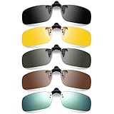 Utensilsto 5 Stück Polarisierte Sonnenbrille Clip, Polarisationsbrille Clip, Clip on Polarisiert Flip up Clip on Sonnenbrille zum Aufstecken Damen und Herren, Sonnenbrillen Aufsatz Brille