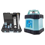 hedue® Rotationslaser Q1 - Baulaser Rotationslaser selbstnivellierend mit rotem Laserstrahl, im großen Koffer (inkl. Stativ, Fernbedienung, Laserempfänger, Nivellierlatte, Ladegerät)