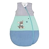 Sterntaler Funktionsschlafsack für Kleinkinder, Esel Emmi, Ganzjährig, Wärmeregulierung, Reißverschluss, 110 cm, Blau/Mehrfarbig