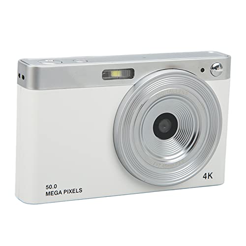 Goshyda Digitalkamera, 4K HD VLOG-Kamera, 16-facher Zoom, 50 MP, 2,88-Zoll-IPS-Bildschirmkamera mit LED-Fülllicht, Unterstützung von AF-Autofokus, für Videoaufnahmen, Tägliche Aufnahmen(Weiß)