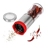 Trendecor Chilimühle, Chili Mühle aus Edelstah Glas Chilischneider Gewürzschneider Küchen Helfer Chili Gewürzmühle für Grobe Gewürze Chili Nachfüll Pfeffer Salzmühle