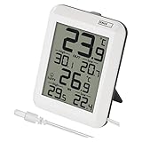 EMOS Digitales Thermometer, Außenthermometer/Innenthermometer mit 0,9 m Kabelsensor und 24 h Memory-Funktion, °C/°F, batteriebetrieben