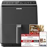 COSORI Heißluftfritteuse XXL, Dual Blaze, 6,4 L(1.8kg) Wifi verbunden, Airfryer mit 12 Multifunktionen, 90+ Online Rezept & Rezeptbuch, Full Touch Screen, 1700W, Dunkelgrau