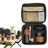 Generisch Manuelle Kaffee – Tragbares Kaffee Set | Hand Kaffeebohnen Reise Set | 304 Edelstahl Keramik Mahlwerk, Einstellbare Stufen, Filterpapiere Camping, Outdoor, Wandern Abenteuer