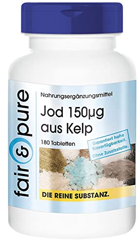 Jod 150mcg aus der Braunalge Kelp - vegan - ohne Magnesiumstearat - 180 Jod-Tabletten