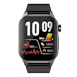 Knauermann PRO 3 (2024) Schwarz - Gesundheitsuhr Smartwatch mit Telefoniefunktion - EKG + HRV und SOS Funktion - AMOLED Display- BT Bluetooth - Schlafapnoe - Blutdruck - Edition 1, 14-24