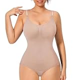 GOLD CARP Shapewear Damen Bauchweg Bodysuit Figurenformend Formende Bodys Nahtlos Body Shaper Verstellbarer Schultergurt Tummy Control Unterwäsche Taillenformer Jumpsuit Beige 2XL