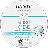 lavera Basis Sensitiv Allzweckcreme - intensive Pflege für trockene Haut - Bio-Aloe Vera & Mandelöl - feuchtigkeitsspendend - VEGAN - 150 ml