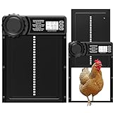 Aluminum Automatische Hühnerklappe Batterie, MASTERFUN Elektrische Hühnerklappe mit Wasserdicht Großes Display, Timer, Manuelle, Hühnerklappe Automatisch Hühnertür, Intelligenter Einklemmschutz