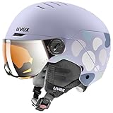 uvex Rocket jr Visor - robuster Skihelm für Kinder - Filterkategorie 2 - optimierte Belüftung - cool Lavender Abstract matt - 51-55