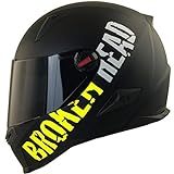 Broken Head BeProud Neon Gelb Ltd. - Motorradhelm Mit 2 Visieren (Schwarzes Visier + Klares Visier) Integralhelm Mattschwarz-Gelb - Größe M (57-58 cm)