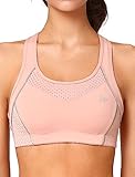 Yvette Damen Sport BH Starker Halt Große Brüste Bra Ringerrücken Bügellos Gepolstert Bustier für Fitness Joggen Yoga Pink M Große Größen
