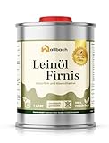 Wallbach® Leinölfirnis 1 Liter Farblos - Natürliches Leinöl für Innen- & Außenholzschutz: Ideal für Eichenmöbel, Esstische und Außenbereiche