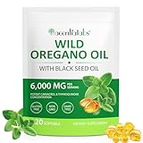 Oregano Öl Kapseln, Bio Oregano Öl Wildes Oreganoöl 6.000 mg mit 200 mg Schwarzkümmelöl, 120 Weichkapseln ätherische Oreganoöl Kapseln, Immun Unterstützung und Antioxidans, Gentechnikfrei