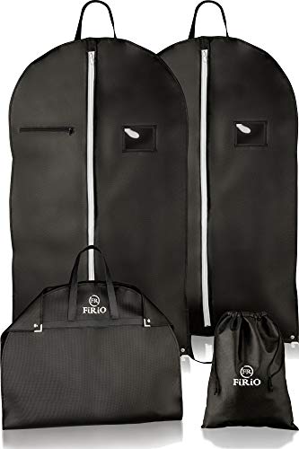 FiRiO® 2 x Kleidersack Anzug mit Tragegriff [NOTE 'SEHR GUT'] - Premium Kleiderhüllen mit Reißverschluss für Hemd & Kleid - Atmungsaktive Anzugtasche Kleidertasche Business für Reise & Aufbewahrung