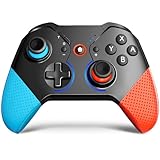 ISENPENK Wireless Controller für Switch Konsole, Gamepad mit Aufwachen, Bluetooth Controller Remote Kabellos Griff mit RGB Beleuchtung Dual Vibration Turbo Aufwachen für Kinder Erwachsene